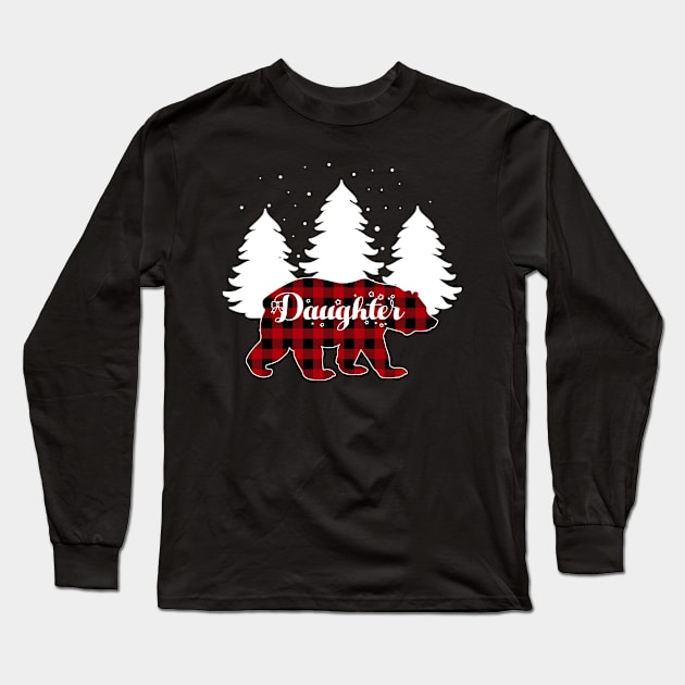 Buffalo Red Plaid Daughter Bear Matching Family Christmas Long Sleeve T-Shirt by Kagina